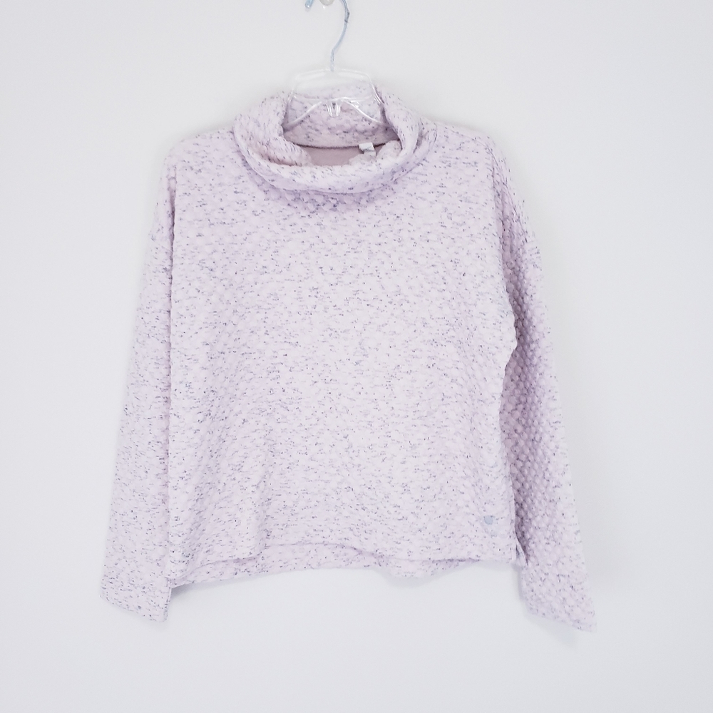 Apana Yoga Light Pink Speckled Sweatshirt Funnelneck Textured Quilted Medium